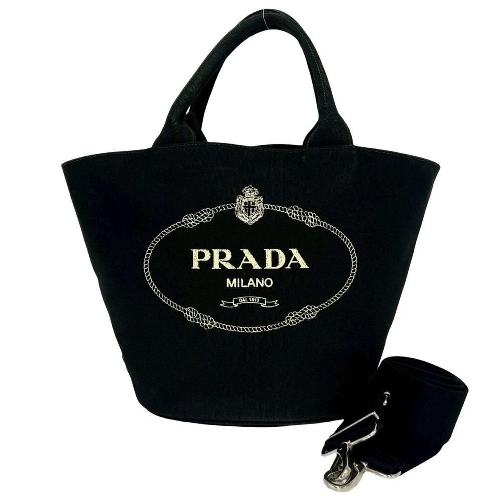 PRADA Black Canvas Shoulder Bag